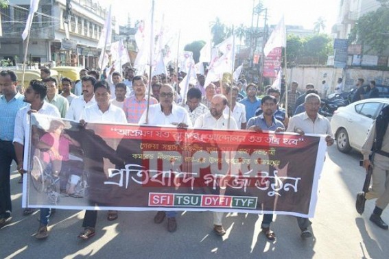 Attack upon Nilanjana : SFI, TSU, DYFI, TYF roar with protest 